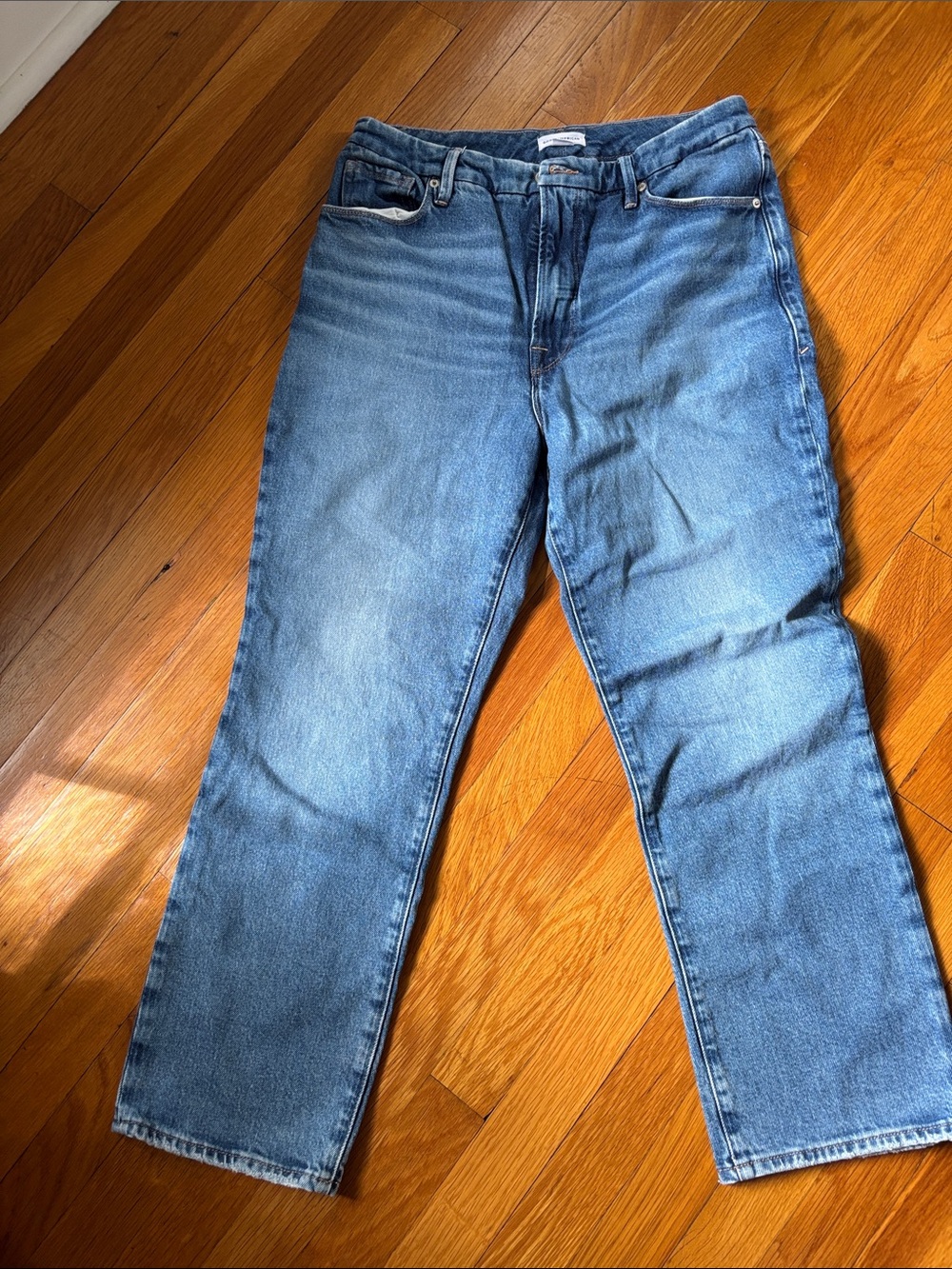 Good American Straight Leg Blue Denim Jeans
